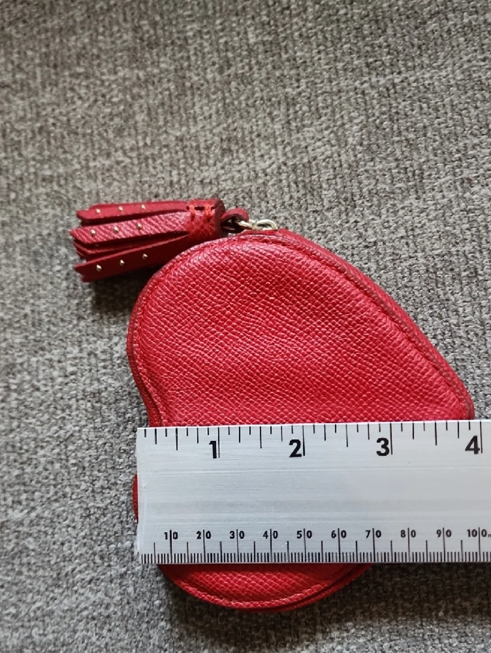 Coach Red Heart Coin Card Pouch Studded Leather Tassel Zip Y2K Valentine Cute